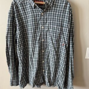 Simms Green and White Plaid Button-Down Shirt